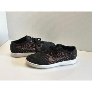 Nike Tennis Classic Ultra Flyknit Shoes Womens 7.5 Black Orange Lace Up Sneakers